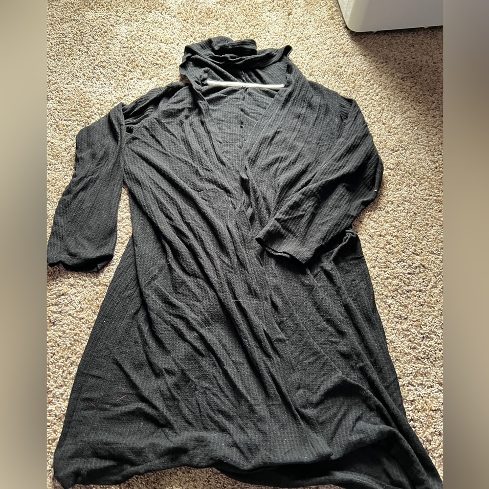 Black Basic Pull Over Sweater with Hood
